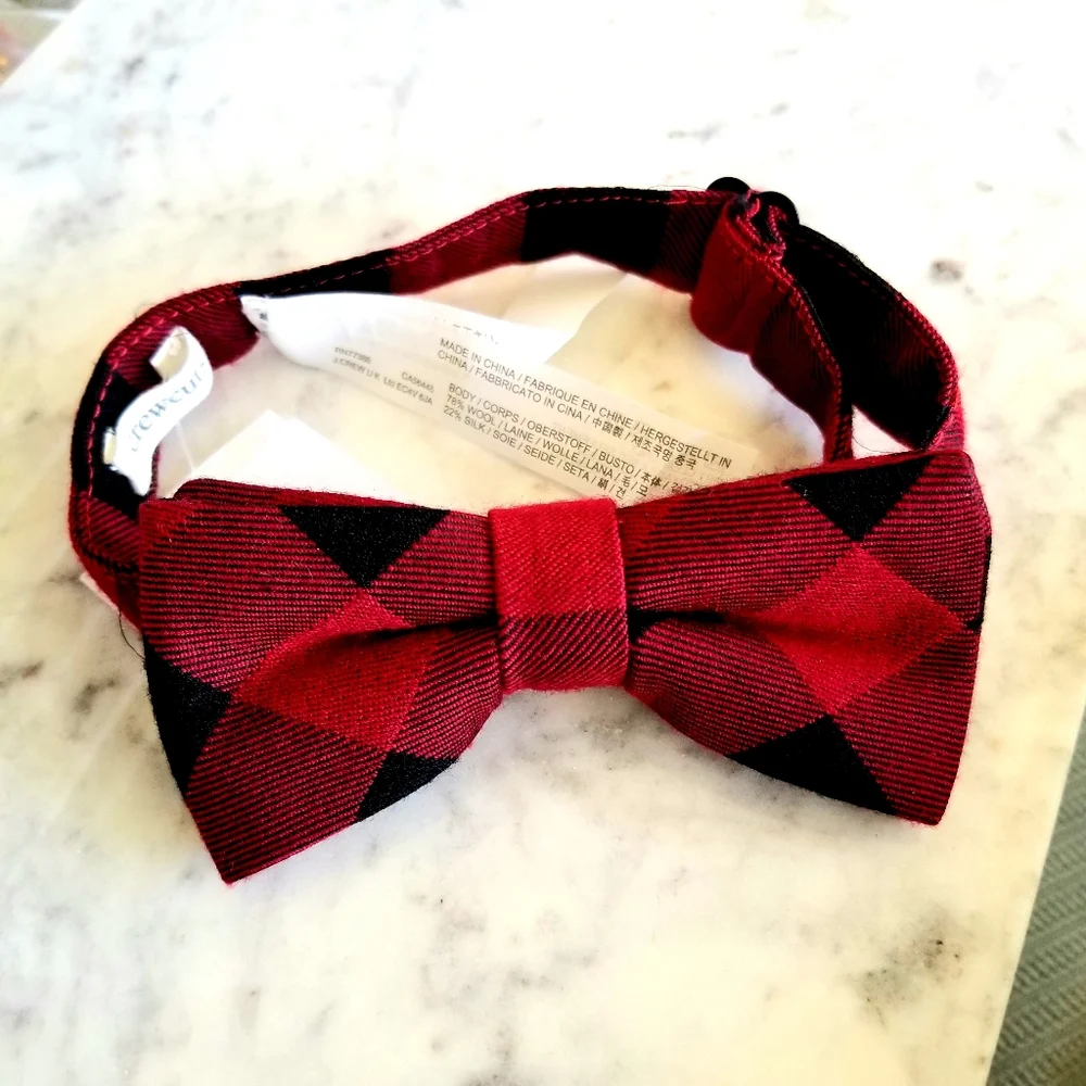 New! J Crew Crewcuts Boys' Red & Black Check Bow-Tie NWT
